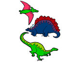 Desenho Três classes de dinossauros pintado por ronaldo