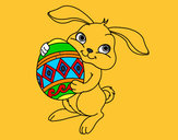 Desenho Coelho com ovo Páscoa pintado por victen