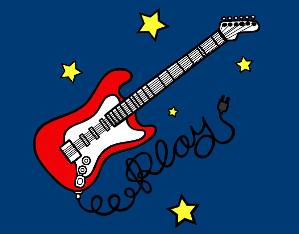 Desenho Guitarra e estrelas pintado por Laca