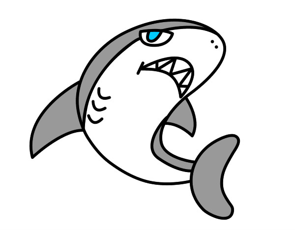 Desenho Tubarão nadando pintado por Lilia