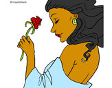 Desenho Princesa com uma rosa pintado por fatima33