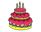 Desenho Torta de Aniversário pintado por duzinha