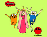 Desenho Jake, Princesa Bubblegum e Finn pintado por Delinha