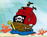 Desenho Navio de piratas pintado por caiosz