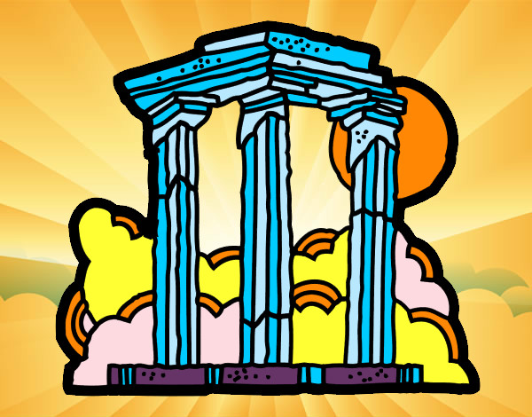 Desenho Templo de Zeus Olímpico pintado por Hillary 