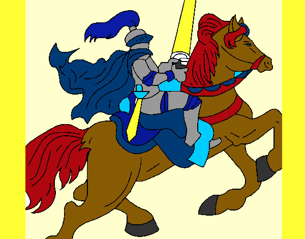 Desenho Cavaleiro a cavalo pintado por aninha10