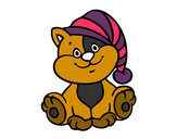 Desenho Gato com chapéu pintado por thiffany