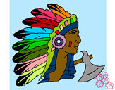 Desenho Índio com grandes plumas pintado por SALES