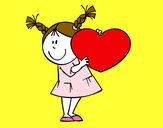 Desenho Menina com coração pintado por Cindyrib