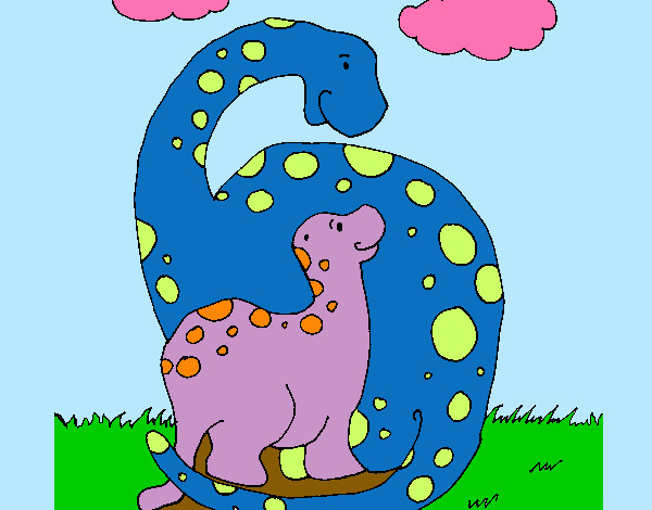 Desenho Dinossauros pintado por Nilza