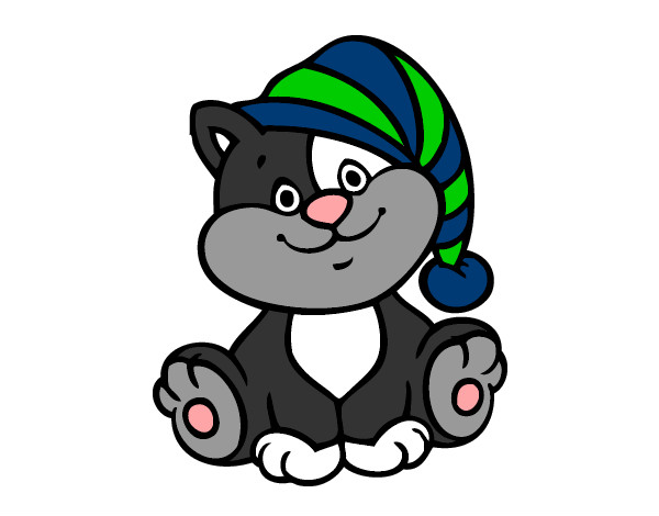 Desenho Gato com chapéu pintado por katrinee