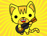 Desenho Gato guitarrista pintado por -Ariele-