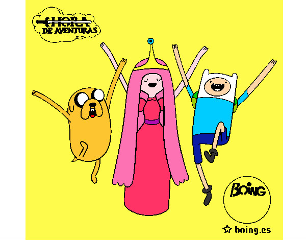 Desenho Jake, Princesa Bubblegum e Finn pintado por Vanessa322