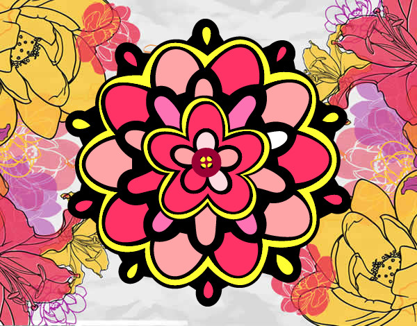 Desenho Mandala com uma flor pintado por -Ariele-
