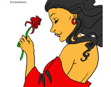 Desenho Princesa com uma rosa pintado por -Ariele-