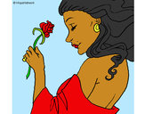 Desenho Princesa com uma rosa pintado por RahMinucci