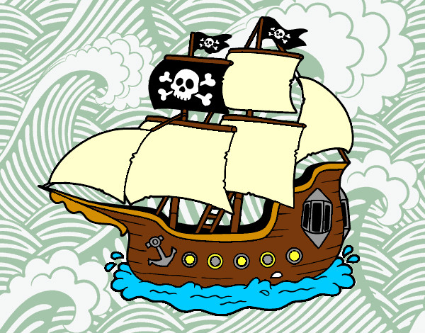 Desenho Barco pirata pintado por denise