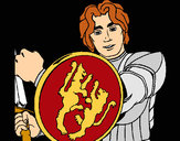 Desenho Cavaleiro com escudo de leão pintado por Felipe