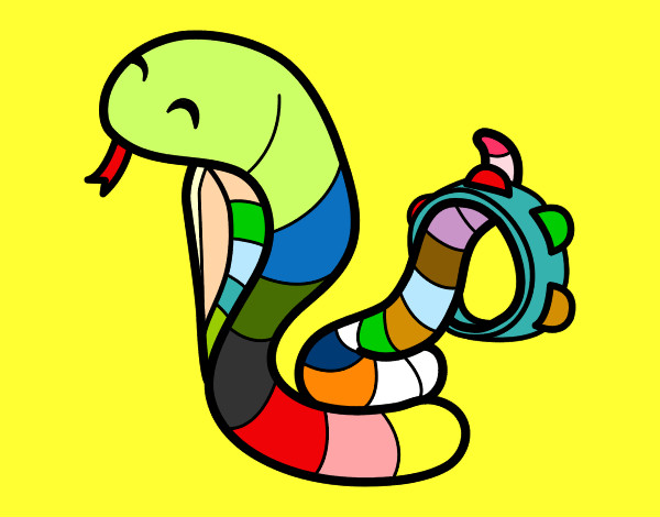 Desenho Cobra com tamborin pintado por Gabry