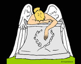 Desenho Escultura Anjo do cemitério pintado por Felipe