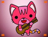 Desenho Gato guitarrista pintado por elizah