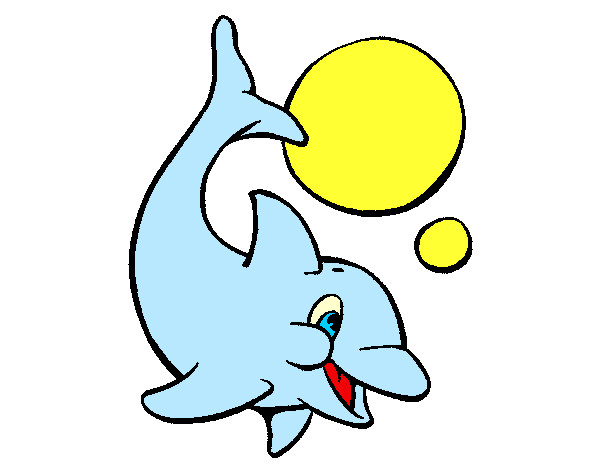 Desenho Golfinho brincando com uma bola pintado por izad