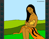 Desenho Mãe e filho  pintado por Larissa_s2