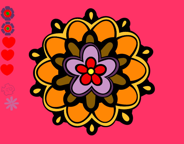 Desenho Mandala com uma flor pintado por Ballerina