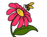 Desenho Margarida com abelha pintado por flavia