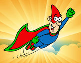 Desenho Super-herói voando pintado por Giselda