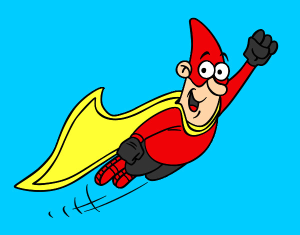 Desenho Super-herói voando pintado por Megavini