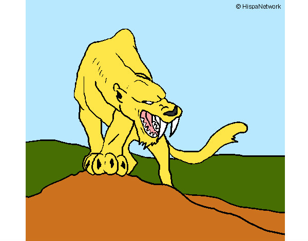 Desenho Tigre com dentes afiados pintado por Pancakey