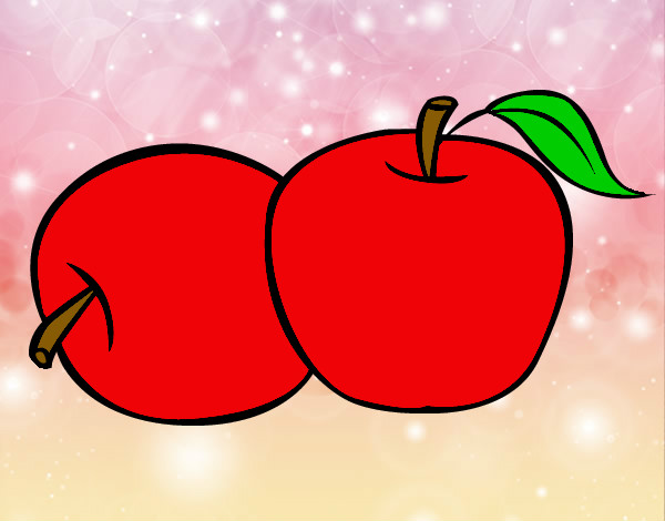 Desenho Dois maçãs pintado por suelen