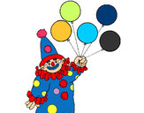 Desenho Palhaço com balões pintado por TADEUS