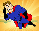 Desenho Superherói voando pintado por ceca