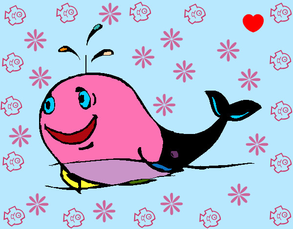 Desenho Baleia alegre pintado por Cicinha 