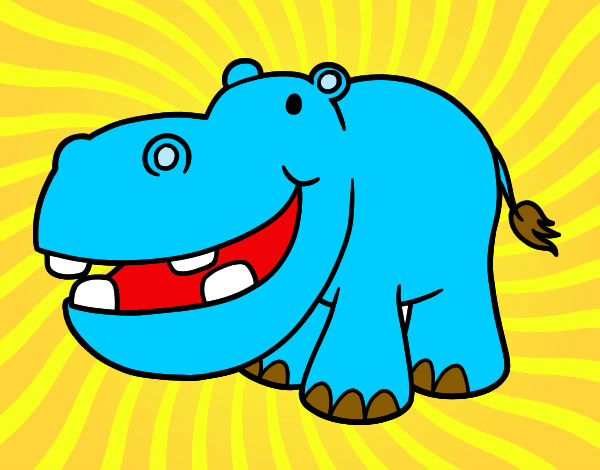 Desenho Hipopótamo pequeno pintado por blob