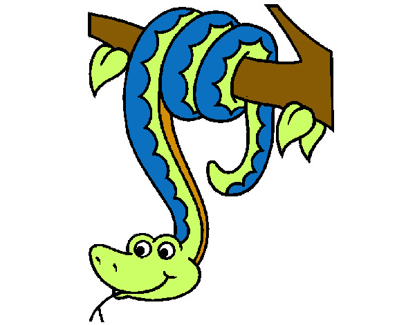 Desenho Serpente pendurada numa árvore pintado por blob