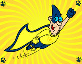 Desenho Super-herói voando pintado por metss