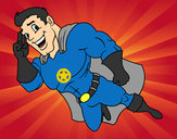 Desenho Superherói voando pintado por samir