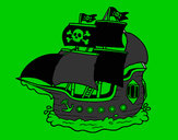 Desenho Barco pirata pintado por Furtado