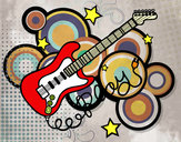 Desenho Guitarra e estrelas pintado por HenriqueL
