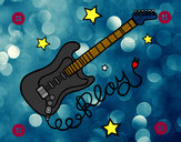 Desenho Guitarra e estrelas pintado por Zacky