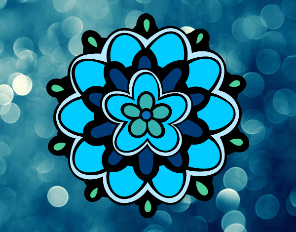 Desenho Mandala com uma flor pintado por Isinha