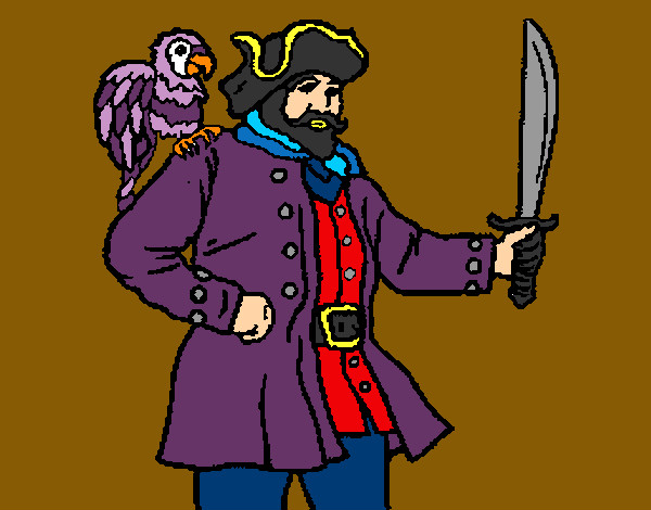 Desenho Pirata com um papagaio pintado por miguel123