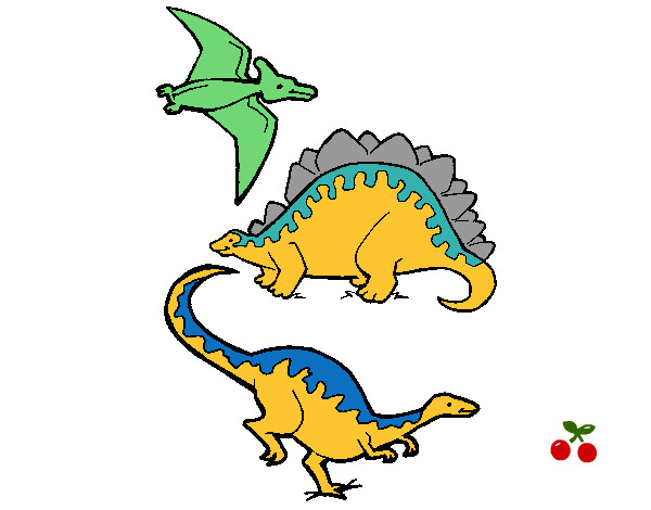 Desenho Três classes de dinossauros pintado por ediuilson