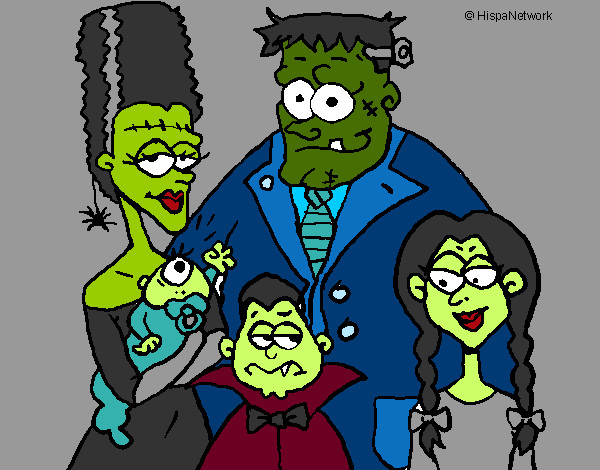 Desenho Família de monstros pintado por Luckas