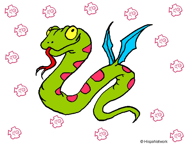 Desenho Serpente com asas pintado por fabiula