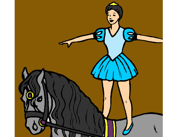 Desenho Trapezista em cima do cavalo pintado por thara