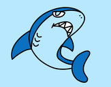Desenho Tubarão nadando pintado por blob